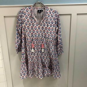 Madison Mathews small mini dress cotton Block print floral